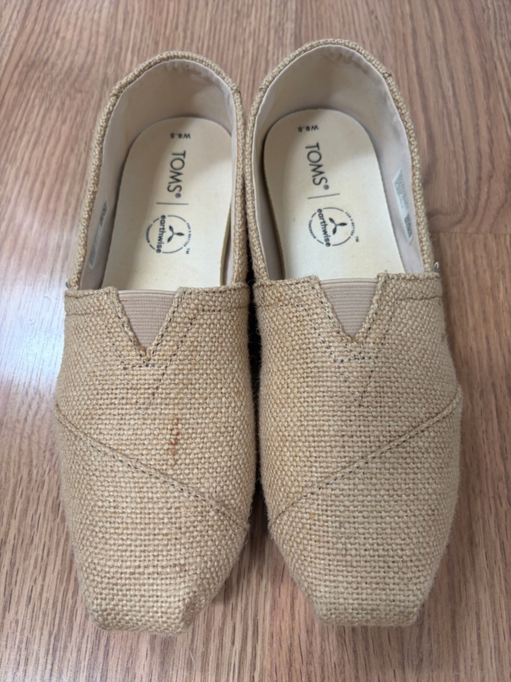 TOMS Slip-On Burlap Canvas Slip ons in Tan